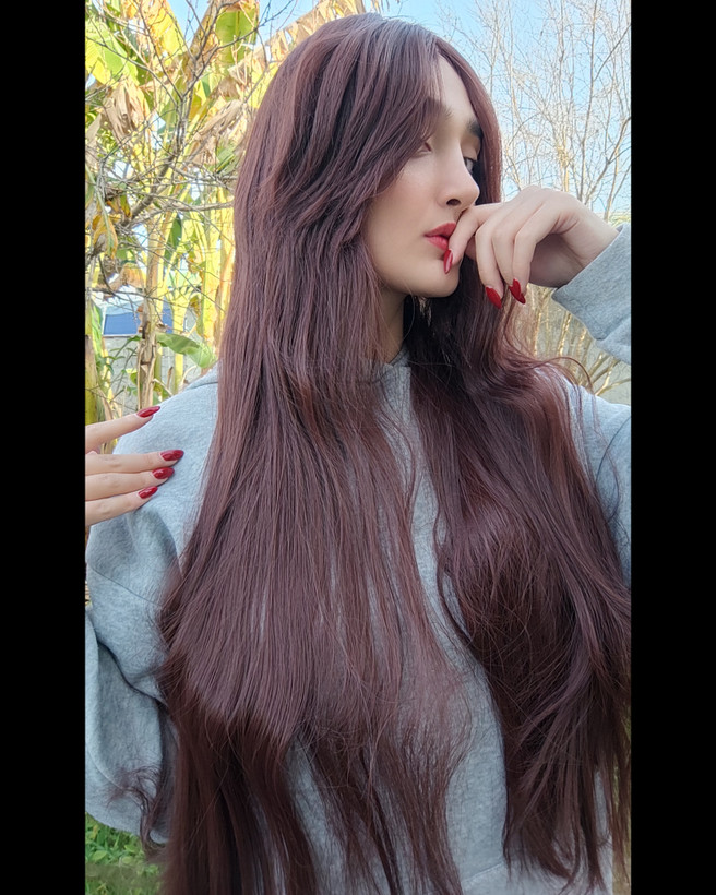 کلاهگیس بلند یک متری قهوه ای