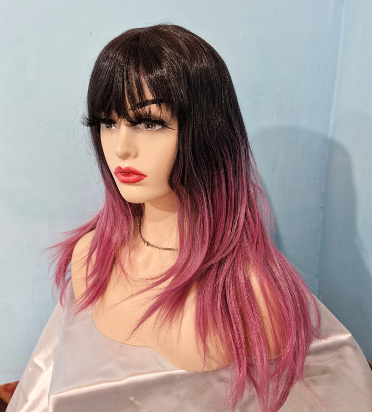 کلاهگیس چتری آمبره صورتی