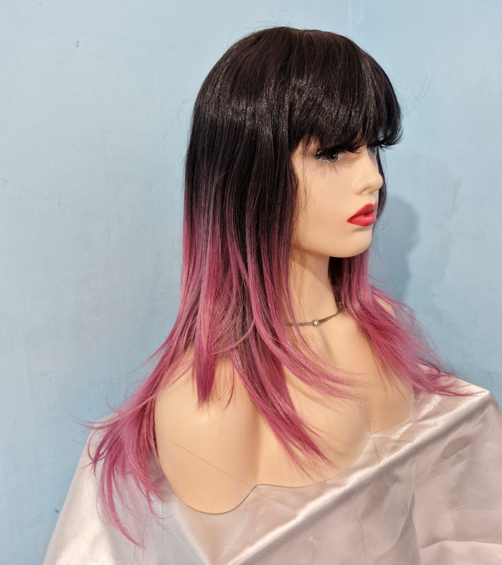 کلاهگیس چتری آمبره صورتی
