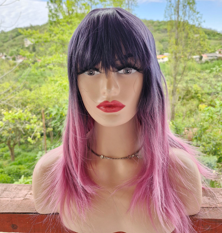 کلاهگیس چتری آمبره صورتی