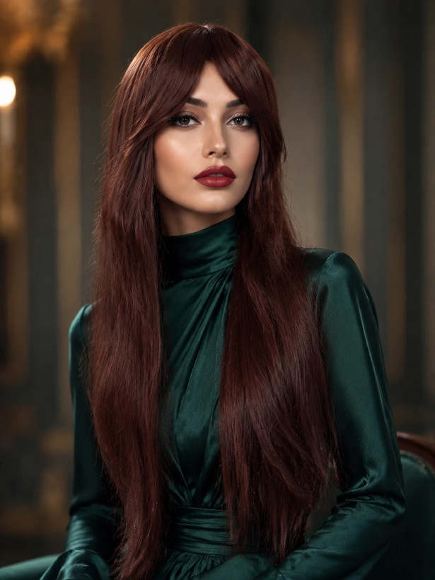 کلاهگیس بلند یک متری قهوه ای