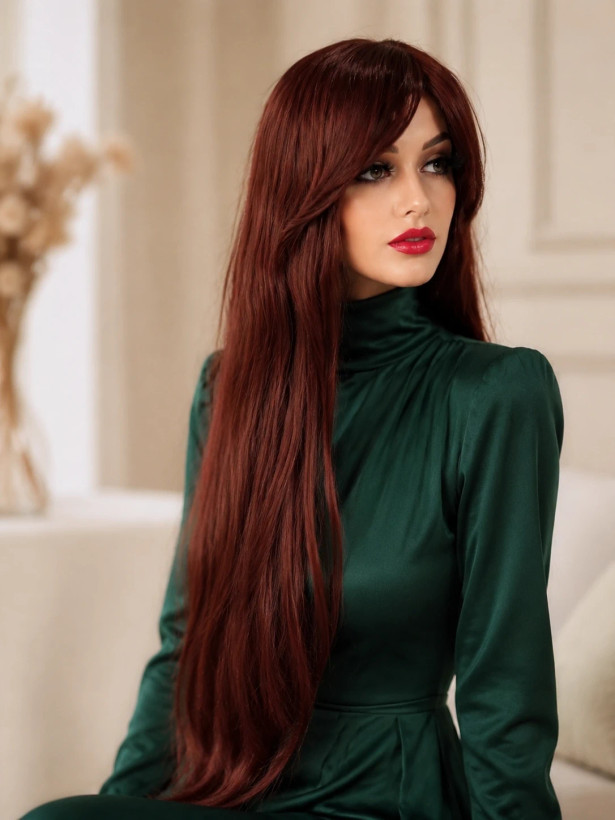 کلاهگیس بلند یک متری قهوه ای