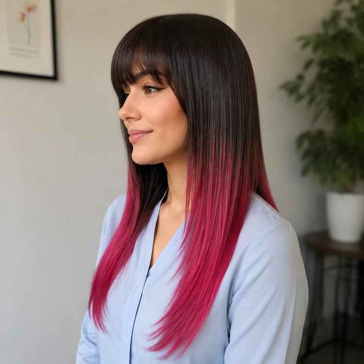 کلاهگیس چتری آمبره صورتی